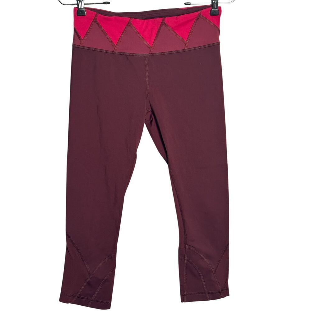 Lululemon Sz 6 Run Inspire Crop Leggings Burgundy Berry Active Running Yoga